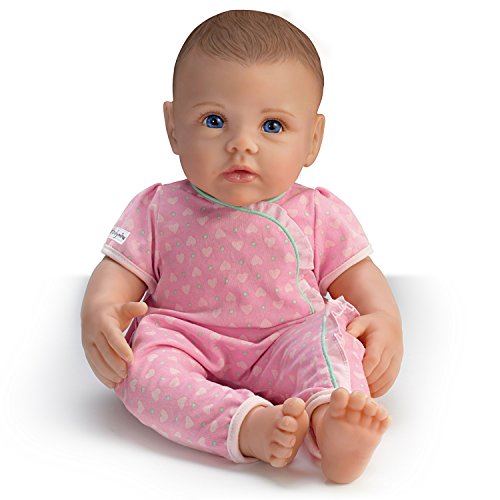 The Ashton - Drake Galleries So Truly Mine® Realistic Lifelike Baby Girl Doll Weighted Fully Poseable with Soft RealTouch® Vinyl Skin Dark Brown Hair Blue Eyes by Doll Artist Linda Murray 15-inches - RCE Global Solutions