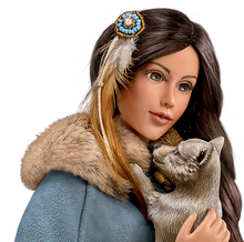 Load image into Gallery viewer, The Ashton - Drake Galleries Maiden of the Wolf Moon Portrait Doll Collector’s Edition Handcrafted &amp; Hand Painted with Removable Light Up Cape and 2 Wolf Figures 21-inches - RCE Global Solutions
