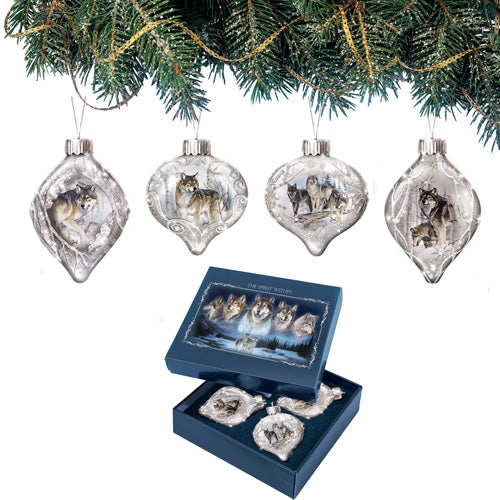 Al Agnew's The Spirit Within Wolf Ornament Issue #2 Set of 4 - Bradford Exchange - RCE Global Solutions