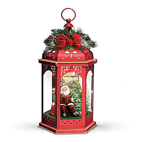 The Bradford Exchange Merry Christmas To All Storytelling Sculpted Santa Illuminating Lantern by Thomas Kinkade 14.5-inches - RCE Global Solutions