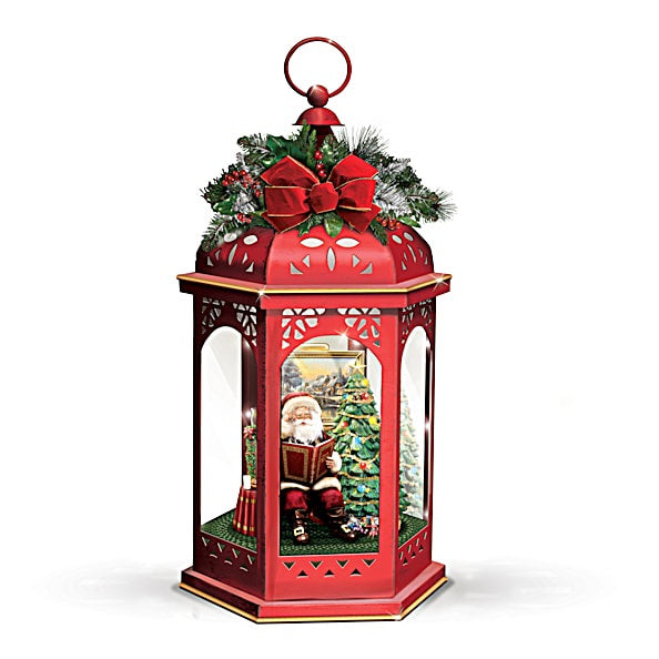 The Bradford Exchange Merry Christmas To All Storytelling Sculpted Santa Illuminating Lantern by Thomas Kinkade 14.5-inches - RCE Global Solutions