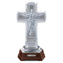 Load image into Gallery viewer, The Bradford Exchange Glass Cross Lights Up Sculpture of Jesus Embedded Within 11-inches - RCE Global Solutions

