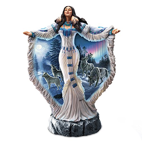 The Bradford Exchange James Meger Spiritual Maiden Sculpture Lights Up with Wolf Art on Her Cloak - RCE Global Solutions