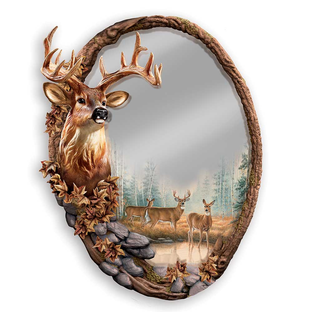 The Bradford Exchange Rosemary Millette Reflections Of The Forest Deer Mirror - RCE Global Solutions