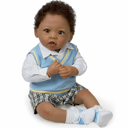 The Ashton - Drake Galleries Michael I Love You To The Moon And Back So Truly Real® African American Black Baby Boy Doll Weighted Poseable with Soft RealTouch® Vinyl Skin by Linda Murray 22