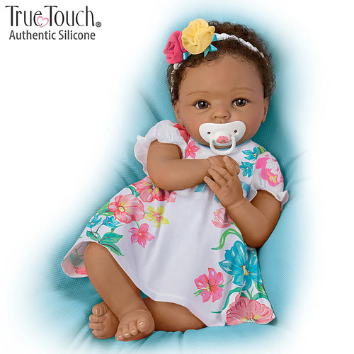 The Ashton - Drake Galleries Gabrielle Lifelike Realistic African American Black Baby Girl Doll Weighted Fully Poseable with Soft TrueTouch® Authentic Silicone Skin by Master Doll Artist Cheryl Hill 16