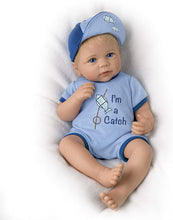 Load image into Gallery viewer, The Ashton - Drake Galleries I&#39;m A Catch Reborn Baby So Truly Real® Lifelike with RealTouch® Vinyl Skin &amp; Hand-rooted Hair Realistic Weighted Doll by Linda Murray 17-inches - RCE Global Solutions
