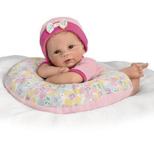 Load image into Gallery viewer, The Ashton - Drake Galleries Cuddle Cutie Lifelike So Truly Real® Baby Girl Doll and Pillow Set Weighted Fully Poseable with Soft RealTouch® Vinyl Skin by Master Doll Artist Violet Parker 17&quot;-Inches - RCE Global Solutions
