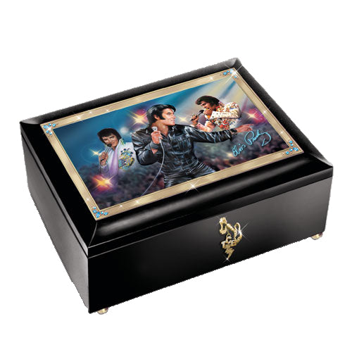 The Bradford Exchange Elvis in Concert Illuminated Trinket Music Box Black - RCE Global Solutions