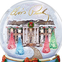 Load image into Gallery viewer, The Bradford Exchange Elvis Presley Merry Christmas From Graceland Light-Up Glitter Globe Plays Blue Christmas 6.75 Inches - RCE Global Solutions
