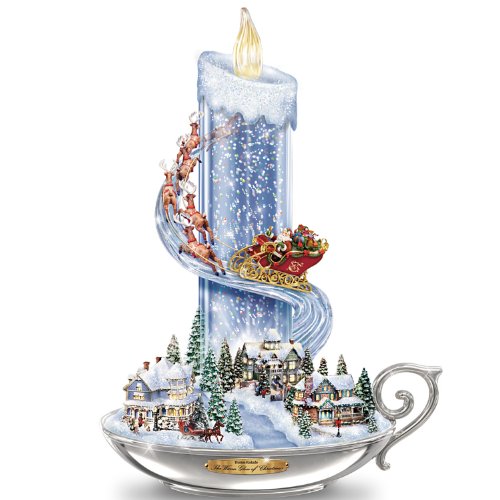 Thomas Kinkade Candle Lights With Music And Floating Glitter Centerpiece - RCE Global Solutions