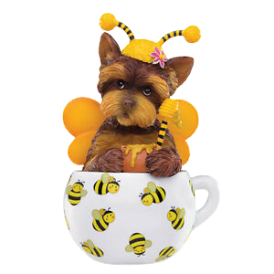 The Bradford Exchange Sweet as Honey Cups of Affection Yorkie Dog Figurine by Kayomi Harai 4-inches - RCE Global Solutions