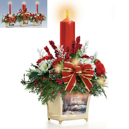 Thomas Kinkade Victorian Christmas II Centerpiece Candle Vase - RCE Global Solutions