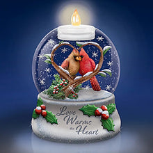 Load image into Gallery viewer, The Bradford Exchange Love Warms The Heart Illuminated Holiday Water Globe with Handcrafted Cardinal Sculpture with Flamesless Tea Light 4.75&quot;W x 6&quot;H - RCE Global Solutions
