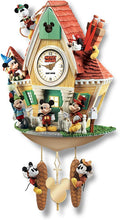 Load image into Gallery viewer, The Bradford Exchange Disney Mickey Mouse Through The Years Cuckoo Clock with Lights Music and Motion - RCE Global Solutions
