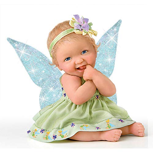 The Ashton - Drake Galleries Am I Cute Or What Realistic Lifelike Artist's Resin Baby Statue In a Tinkerbell Fairy Princess Dress Precious Pixies Collection by Doll Artist Cheryl Hill 5.25