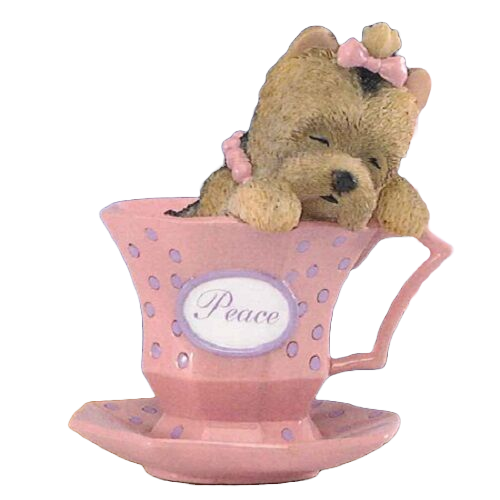 The Hamilton Collection A Little Bit of Peace Yorkie Dog in a Teacup Figurine 3.5