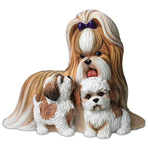 The Bradford Exchange Shih Tzus Kisses Mother and Puppies Masterpiece Sculpture - RCE Global Solutions