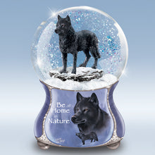 Load image into Gallery viewer, The Bradford Exchange Spirits Within Musical Wolf Glitter Globe: Midnight Soul by Eddie Lepage 5.75-inches - RCE Global Solutions
