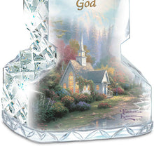 Load image into Gallery viewer, The Bradford Exchange Thomas Kinkade Faceted Crystalline Cross with Chapel Art and Uplifting Message - RCE Global Solutions
