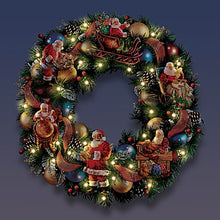 Load image into Gallery viewer, The Bradford Exchange Santa&#39;s Busy Season Illuminated Christmas Wreath by Dona Gelsinger 22-inches - RCE Global Solutions
