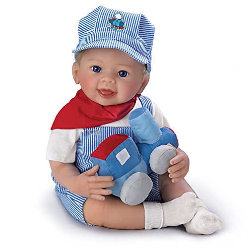 The Ashton - Drake Galleries Logan All Aboard Engineer Poseable Lifelike Baby Boy Doll by Linda Murray 18