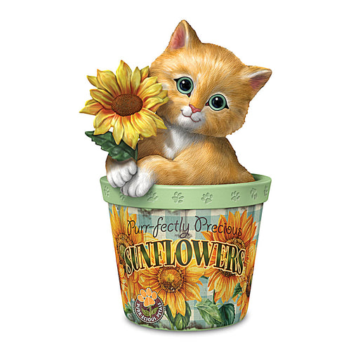 The Hamilton Collection Kayomi Harai Purr-fectly Precious Potted Sunflower And Kitten Figurine - RCE Global Solutions
