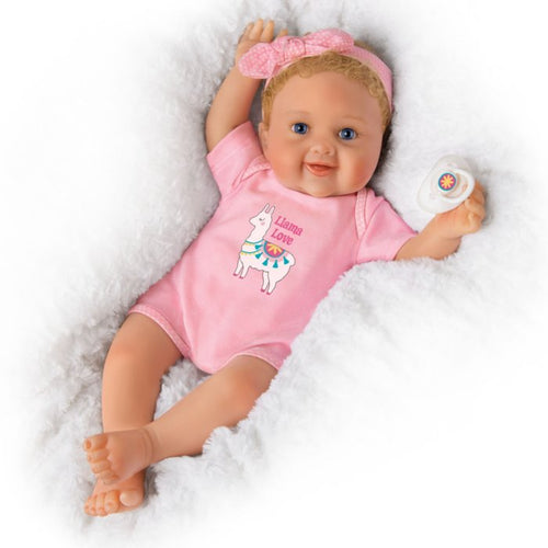 The Ashton - Drake Galleries Llama Love Lifelike So Truly Real® Baby Girl Doll Realistic Weighted Fully Poseable with Soft RealTouch® Vinyl Skin by Master Doll Artist Ping Lau 17.5