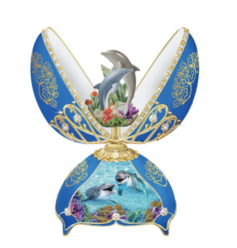 Bradford Exchange Friends Beneath The Sea Dolphins Porcelain Musical Egg - RCE Global Solutions