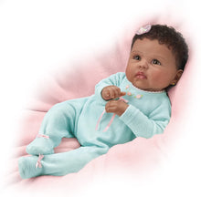 Load image into Gallery viewer, The Ashton - Drake Galleries Tiffany Lifelike So Truly Real® African American Black Baby Girl Doll Weighted Fully Poseable with Soft RealTouch® Vinyl Skin by Master Doll Artist Linda Murray 21&quot;-Inches - RCE Global Solutions
