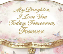Load image into Gallery viewer, The Bradford Exchange My Daughter Forever Heirloom Porcelain Music Box with Raised Filigree &amp; Swarovski Crystals - RCE Global Solutions
