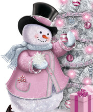 Load image into Gallery viewer, The Bradford Exchange Breast Cancer Awareness Gift of Hope Snowman &amp; Pre-Lit Tabletop Tree Christmas Decoration 12-Inches - RCE Global Solutions
