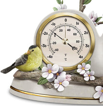 Load image into Gallery viewer, The Bradford Exchange Nature&#39;s Timeless Moments Sculpted Songbird Desktop Clock &amp; Weather Barometer - RCE Global Solutions
