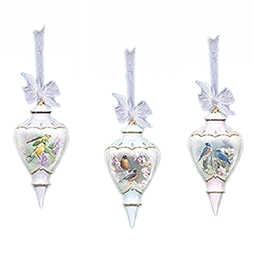 The Bradford Exchange Sweet Songbirds Heirloom Porcelain Songbird Accented Teardrop Ornaments Set of 3 By Susan Bourdet - RCE Global Solutions