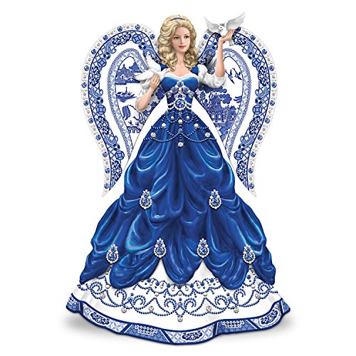 The Hamilton Collection Sparkling Blue Willow China Pattern Angel Lady Figurine with Swarovski Crystals - RCE Global Solutions