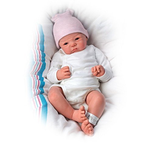 The Ashton - Drake Galleries Welcome to the World So Truly Real® Newborn Baby Girl Doll Weighted Fully Poseable Reborn with RealTouch® Vinyl Skin by Sandy Faber 18- inches - RCE Global Solutions