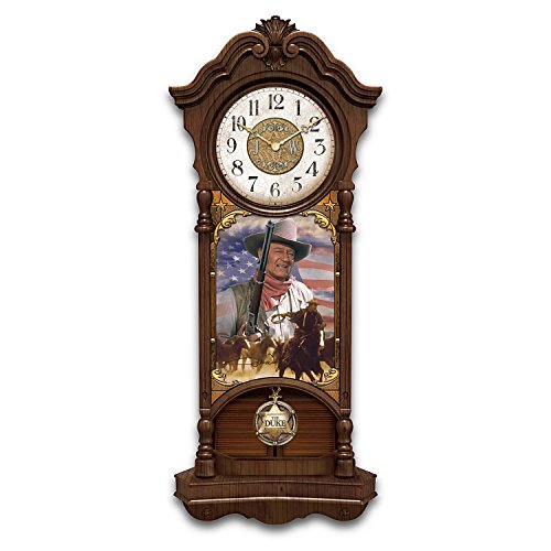 The Bradford Exchange John Wayne True Patriot Stained Glass Collectible Wall Clock Lights Up - RCE Global Solutions