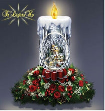 Load image into Gallery viewer, The Bradford Exchange All Is Bright Illuminated Crystal Candle Tabletop Centerpiece Christmas Decoration by Thomas Kinkade 10-Inches - RCE Global Solutions
