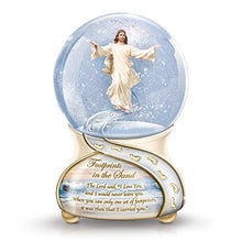 Load image into Gallery viewer, The Bradford Exchange Footprints in The Sand Musical Glitter Globe with Sculptural Jesus Figure - RCE Global Solutions
