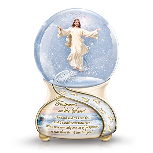 The Bradford Exchange Footprints in The Sand Musical Glitter Globe with Sculptural Jesus Figure - RCE Global Solutions