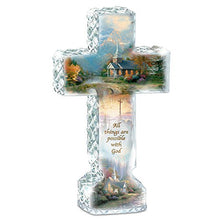 Load image into Gallery viewer, The Bradford Exchange Thomas Kinkade Faceted Crystalline Cross with Chapel Art and Uplifting Message - RCE Global Solutions
