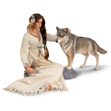 Load image into Gallery viewer, The Ashton - Drake Galleries Maiden of the Wolf Moon Portrait Doll Collector’s Edition Handcrafted &amp; Hand Painted with Removable Light Up Cape and 2 Wolf Figures 21-inches - RCE Global Solutions
