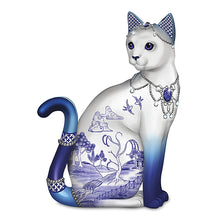 Load image into Gallery viewer, The Hamilton Collection Sparkling Blue Willow Cat Figurine by Bradford Exchange - RCE Global Solutions
