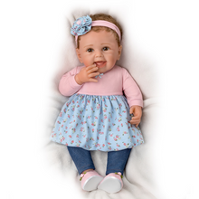 Load image into Gallery viewer, The Ashton - Drake Galleries Giggles And Grins Interactive Touch Activated So Truly Real® Lifelike With RealTouch® Vinyl Skin &amp; Hand Rooted Hair Weighted For Realism Baby Doll by Sherry Rawn 18-inches - RCE Global Solutions
