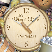 Load image into Gallery viewer, Wine O’clock A Wine Lover’s Sculptural Wall Clock With Corkscrew Pendulum - RCE Global Solutions
