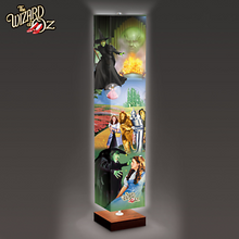 Load image into Gallery viewer, The Bradford Exchange The Wizard of Oz Floor Lamp Decor with Follow the Yellowbrick Road to Emerald City Art on 4 Sided Fabric Shade Wood Tone Base With Foot Pedal Switch 5&#39;-Feet - RCE Global Solutions
