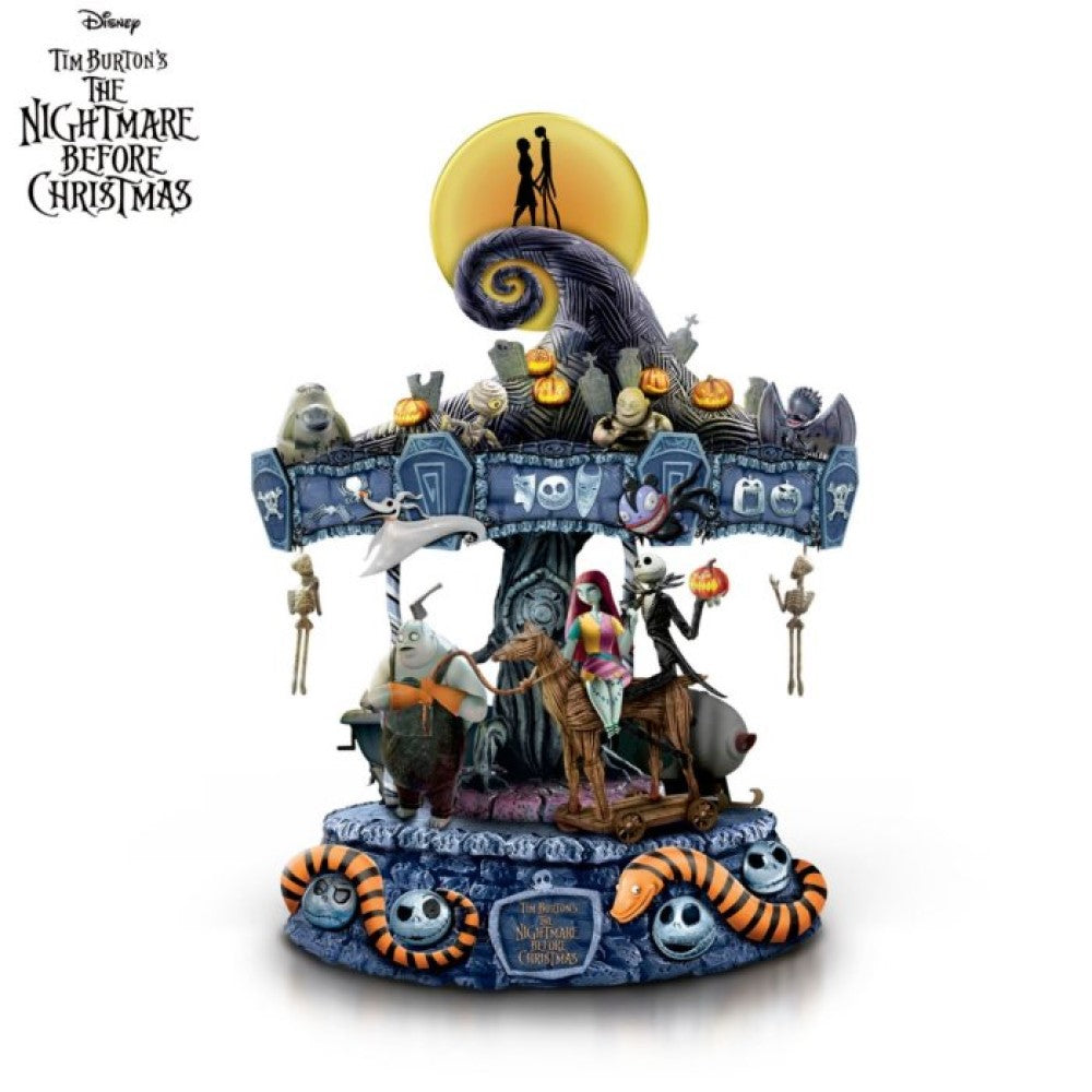 The Bradford Exchange Tim Burton's The Nightmare Before Christmas Rotating Musical Carousel Sculpture: Lights Up - RCE Global Solutions