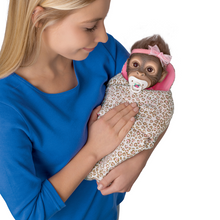 Load image into Gallery viewer, The Ashton - Drake Galleries Snuggle Suri Lifelike Baby Monkey Girl Doll With RealTouch® Vinyl Skin and Weighted Cloth Body Hand Applied Mohair Magnetic Pacifier Leopard Print Bunting 14&quot;-inches - RCE Global Solutions
