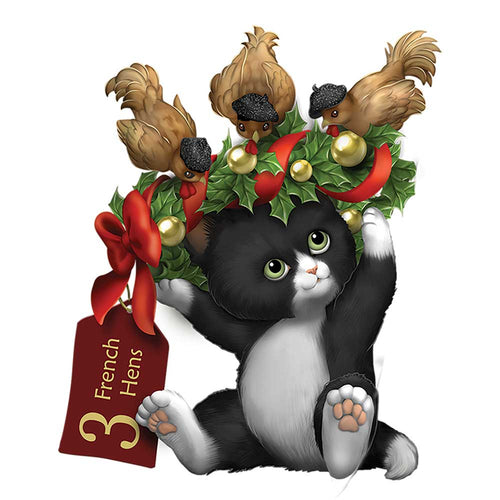 The Hamilton Collection Kayomi Harai 3 French Hens 12 Days of Christmas Cat Figurine