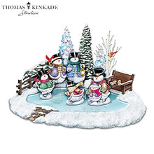 Load image into Gallery viewer, The Bradford Exchange Skating Snowmen Illuminated Musical Winter Wonderland Sculpture by Thomas Kinkade 9&quot;W x 6&quot;H - RCE Global Solutions
